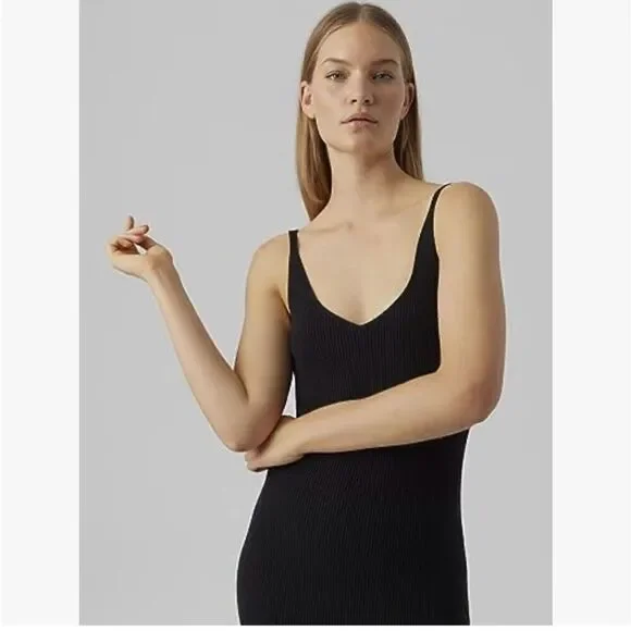 Vero moda XL Soft knit ribbed black midi dress - Picture 4 of 10